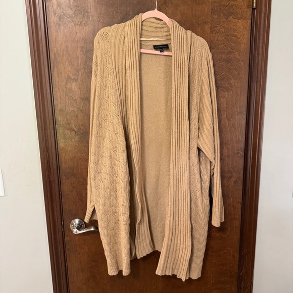 Lane Bryant Sweaters - Lane Bryant Camel Open-Front Knit Cardigan